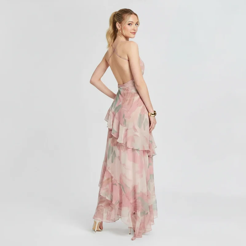 Sommerkleid mit rückenfreiem Schnitt im luftigen Stil für festliche Anlässe