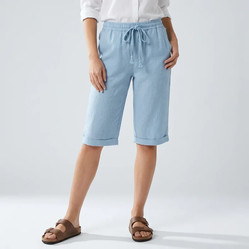 Lange Schlupf Bermuda für Damen in weiter Passform mit Taschen