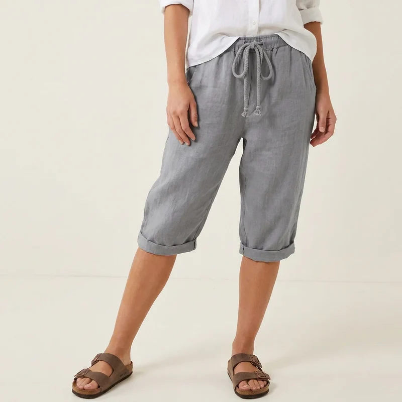 Lange Schlupf Bermuda für Damen in weiter Passform mit Taschen