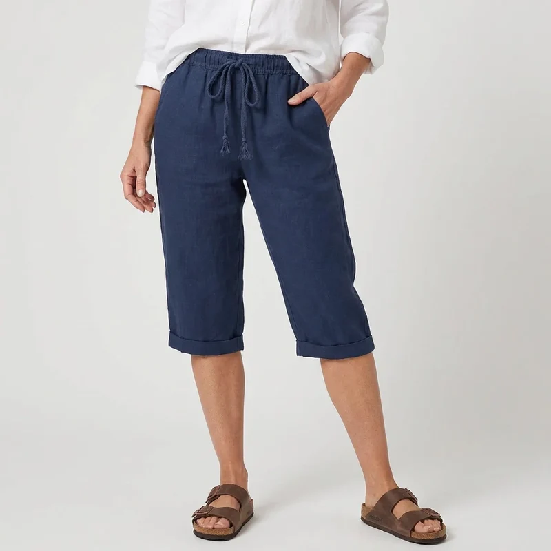 Lange Schlupf Bermuda für Damen in weiter Passform mit Taschen