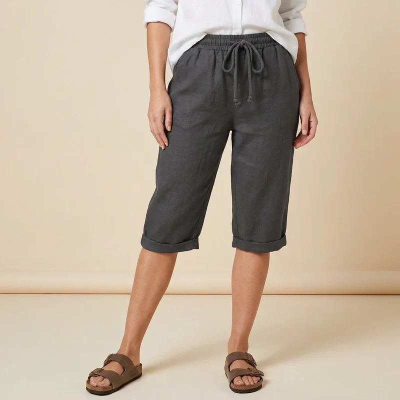 Lange Schlupf Bermuda für Damen in weiter Passform mit Taschen