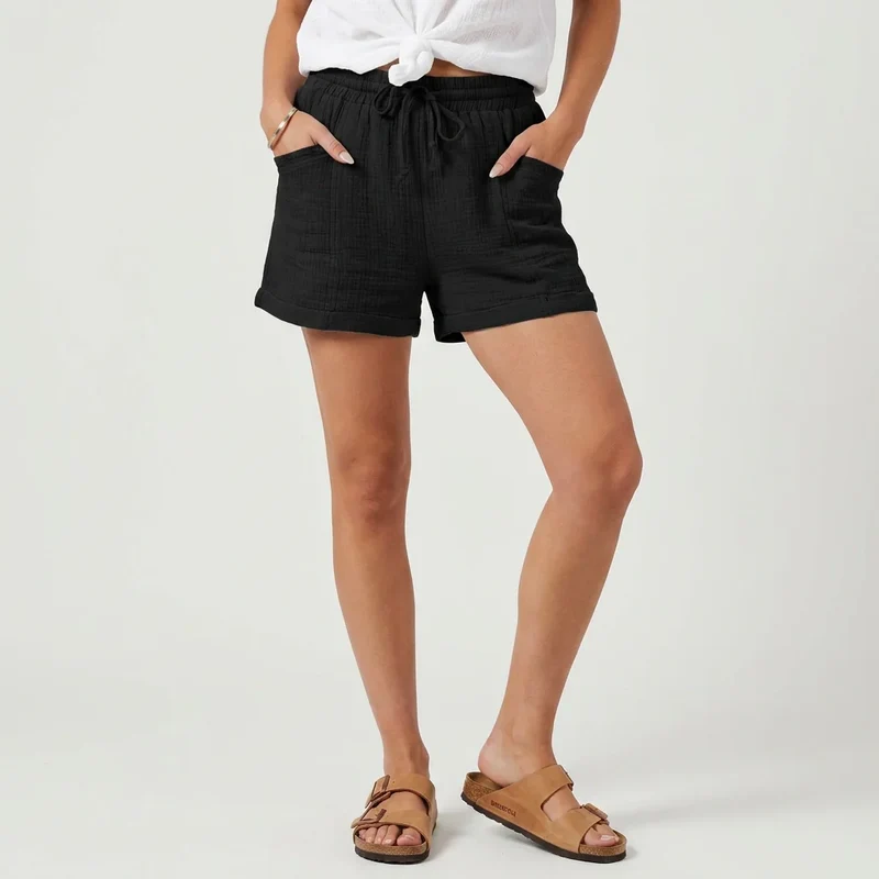 Leichte kurze Shorts für Damen mit Gummizug im weiten Schnitt