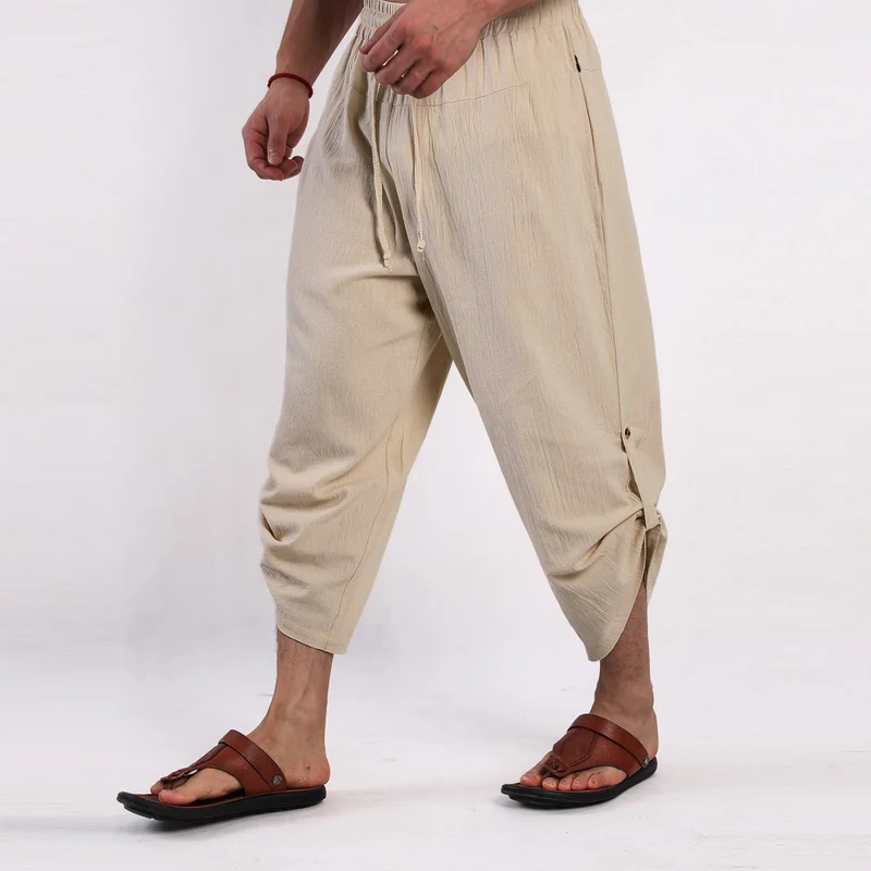 Schlupf-Sommerhose für Herren mit weitem Bein und Kordelzug