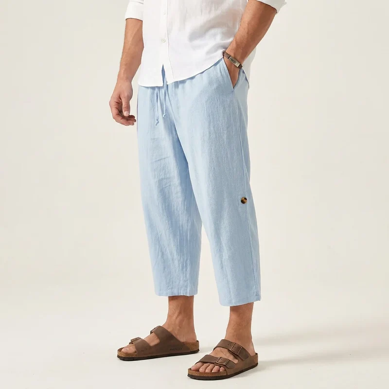 Schlupf-Sommerhose für Herren mit weitem Bein und Kordelzug