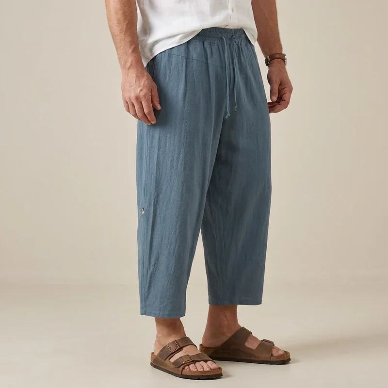 Schlupf-Sommerhose für Herren mit weitem Bein und Kordelzug