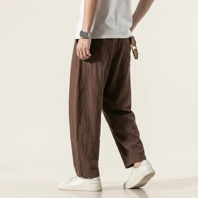 Leinenhose für Herren in Barrel Fit mit Kordelzug