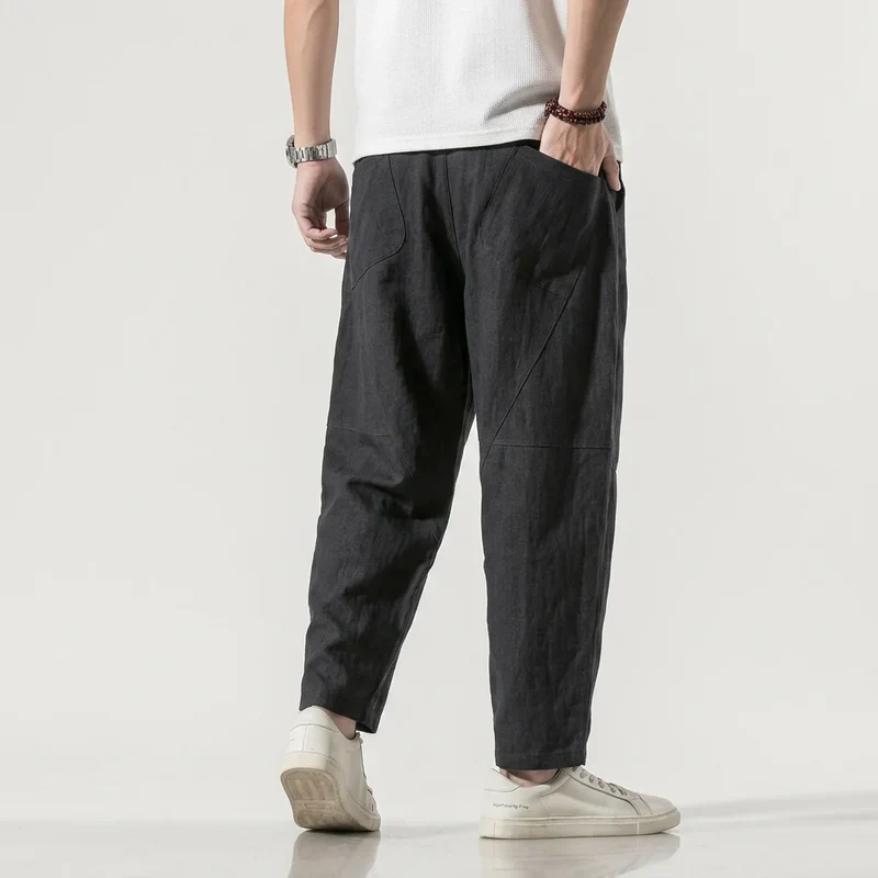 Leinenhose für Herren in Barrel Fit mit Kordelzug
