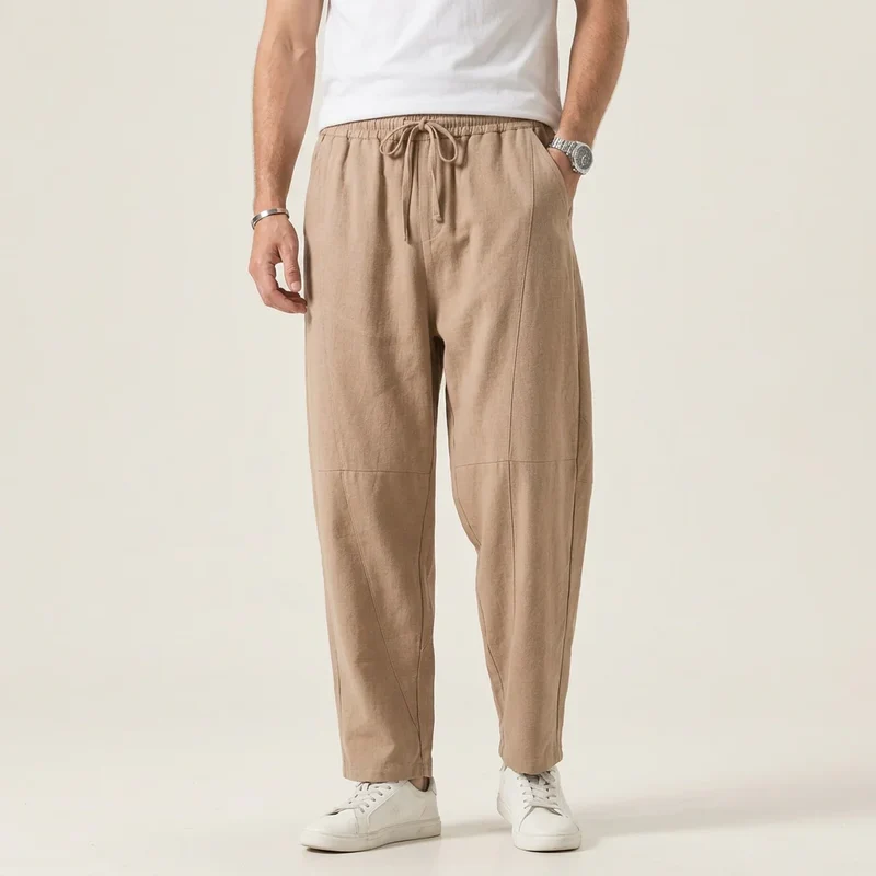 Leinenhose für Herren in Barrel Fit mit Kordelzug