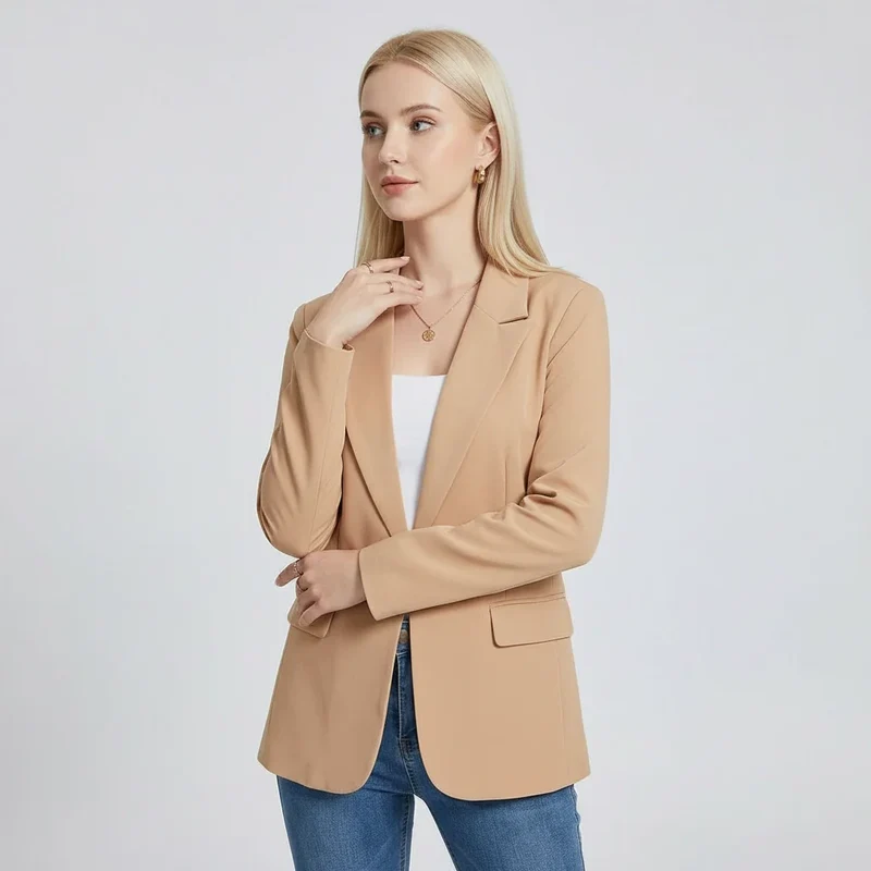Moderner Blazer für Damen mit Ein-Knopf-Verschluss im geraden Schnitt