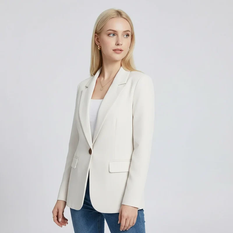 Moderner Blazer für Damen mit Ein-Knopf-Verschluss im geraden Schnitt