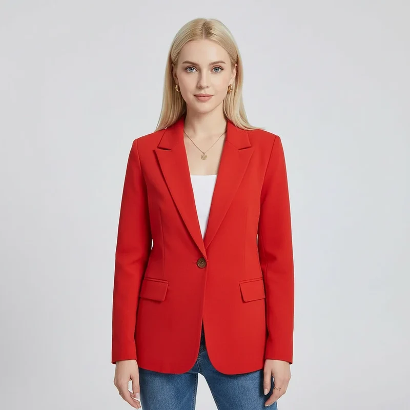 Moderner Blazer für Damen mit Ein-Knopf-Verschluss im geraden Schnitt