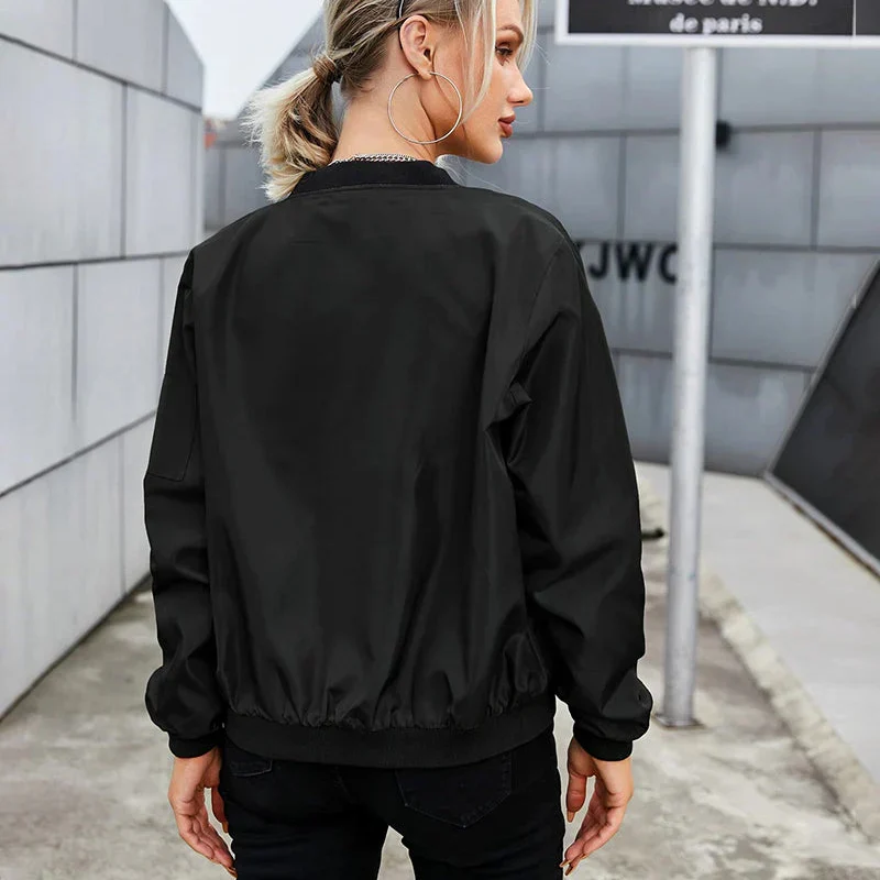 Bomberjacke für Damen im Classic Design in tailliertem kurzem Schnitt mit Reißverschluss