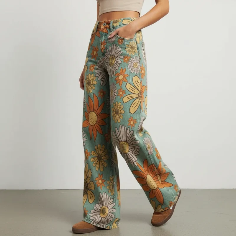 Flared Jeans für Damen mit hoher Taille im Casual-Stil