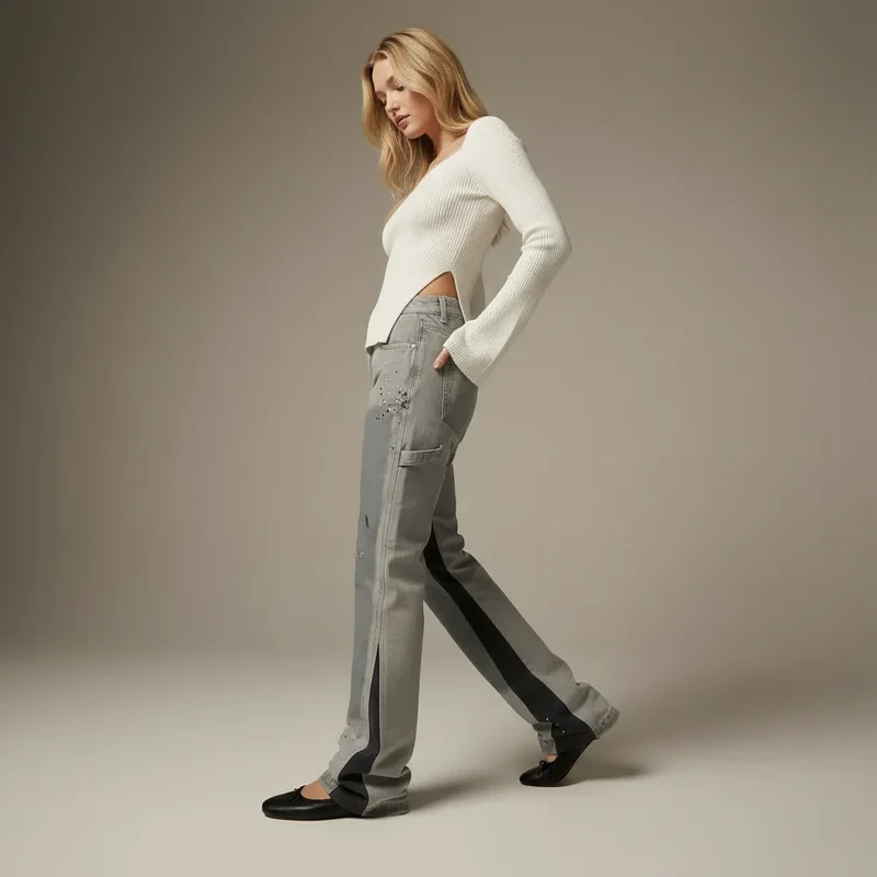 Schlaghose für Damen aus Denim im Carpetener-Stil