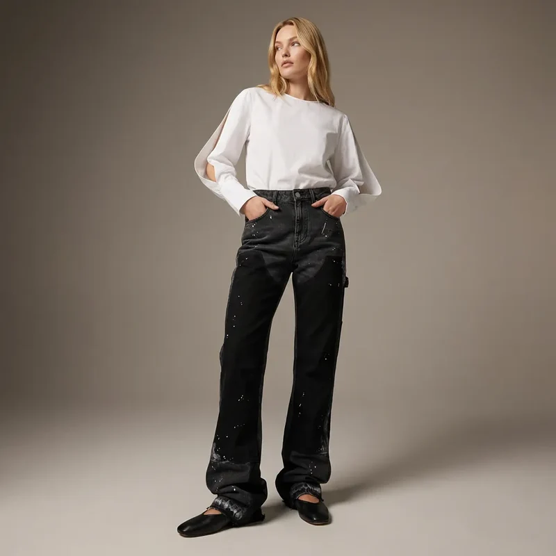 Schlaghose für Damen aus Denim im Carpetener-Stil