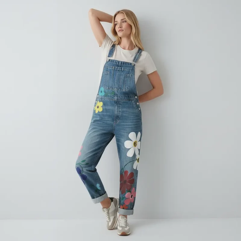 Denim-Latzhose für Damen in lockerer Passform