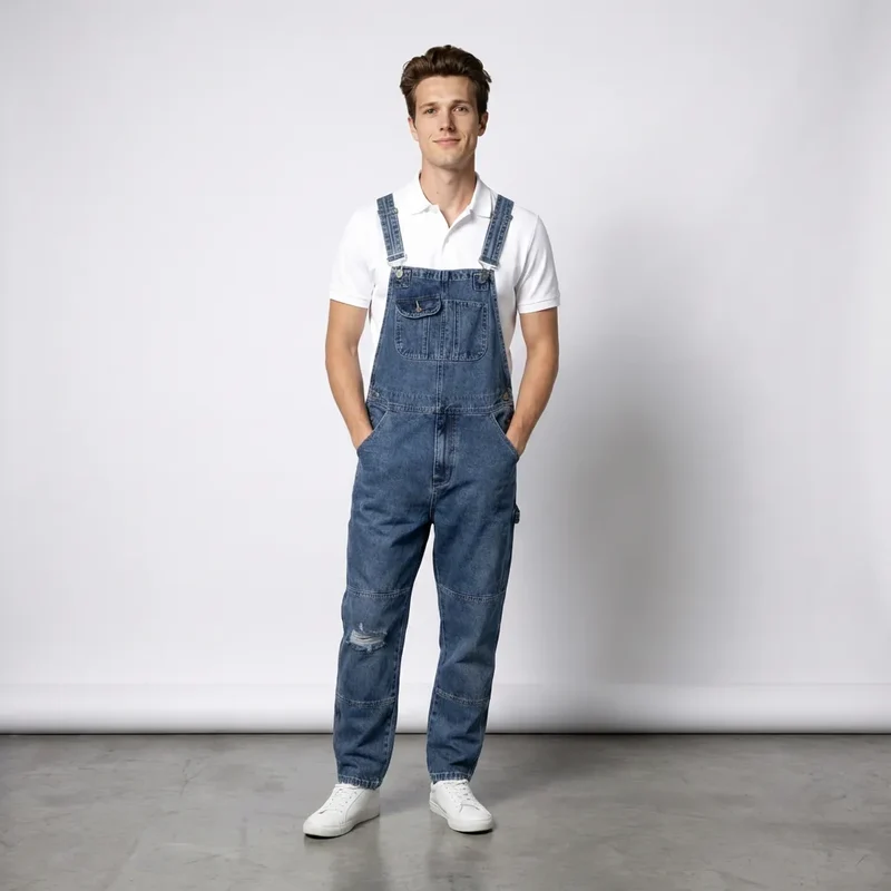 Unisex Latzhose in lässiger Passform mit Utility-Taschen