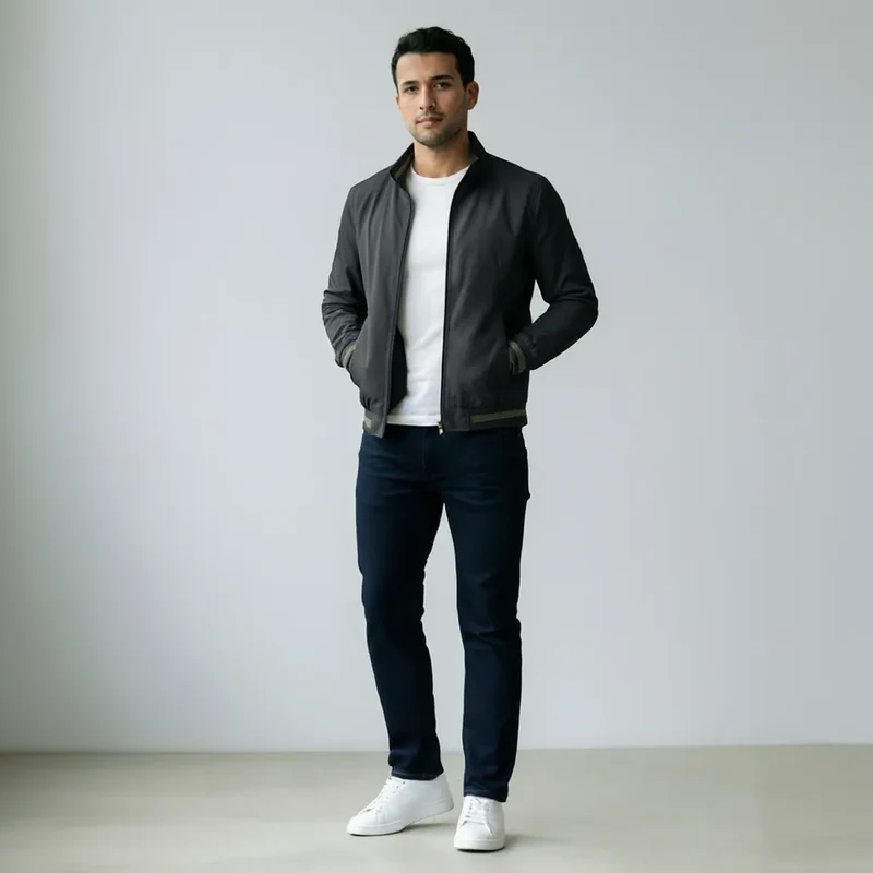 Blouson für Herren in Regular Fit mit Frontreißverschluss und Stehkragen