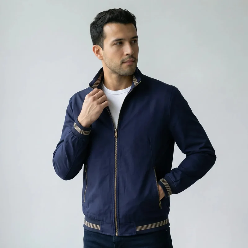 Blouson für Herren in Regular Fit mit Frontreißverschluss und Stehkragen