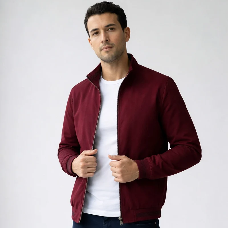 Blouson für Herren in Regular Fit mit Frontreißverschluss und Stehkragen