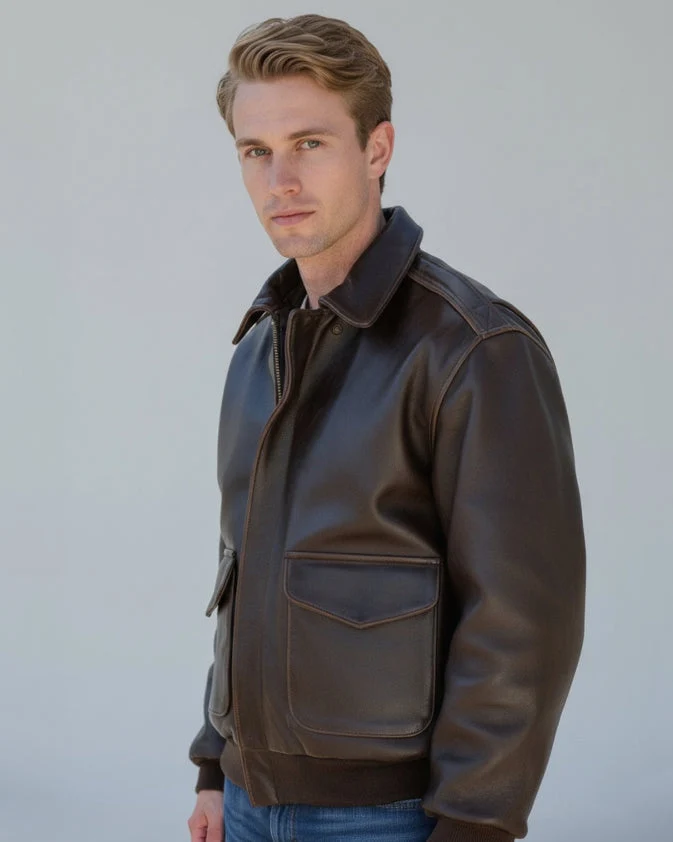 Bomberjacke für Herren mit Coating und klassischem Kragen