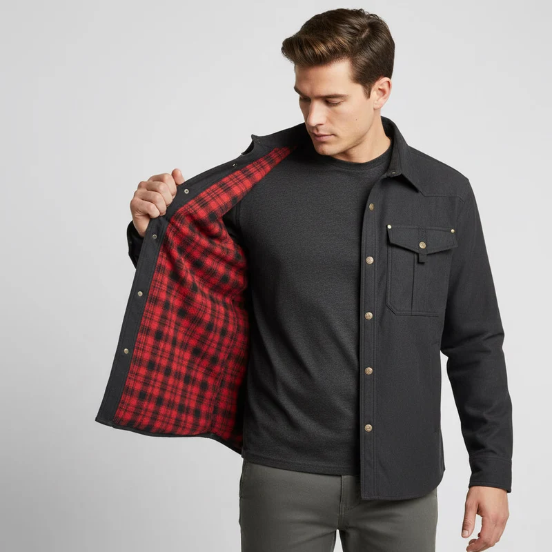 Hemdjacke für Herren mit Druckknöpfen im Workwear-Stil