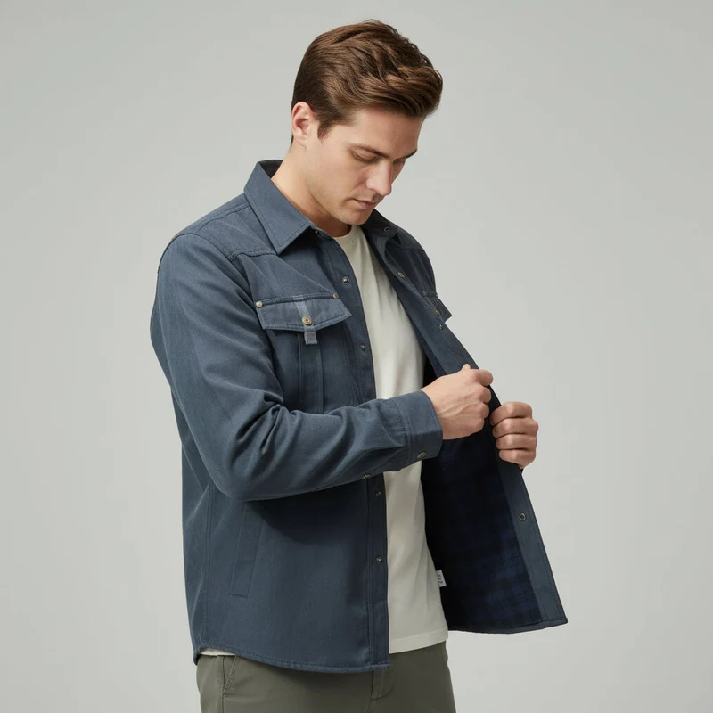 Hemdjacke für Herren mit Druckknöpfen im Workwear-Stil