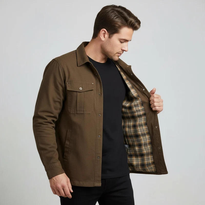 Hemdjacke für Herren mit Druckknöpfen im Workwear-Stil