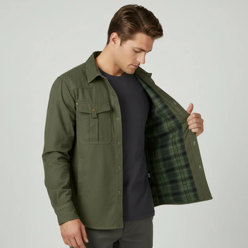 Hemdjacke für Herren mit Druckknöpfen im Workwear-Stil