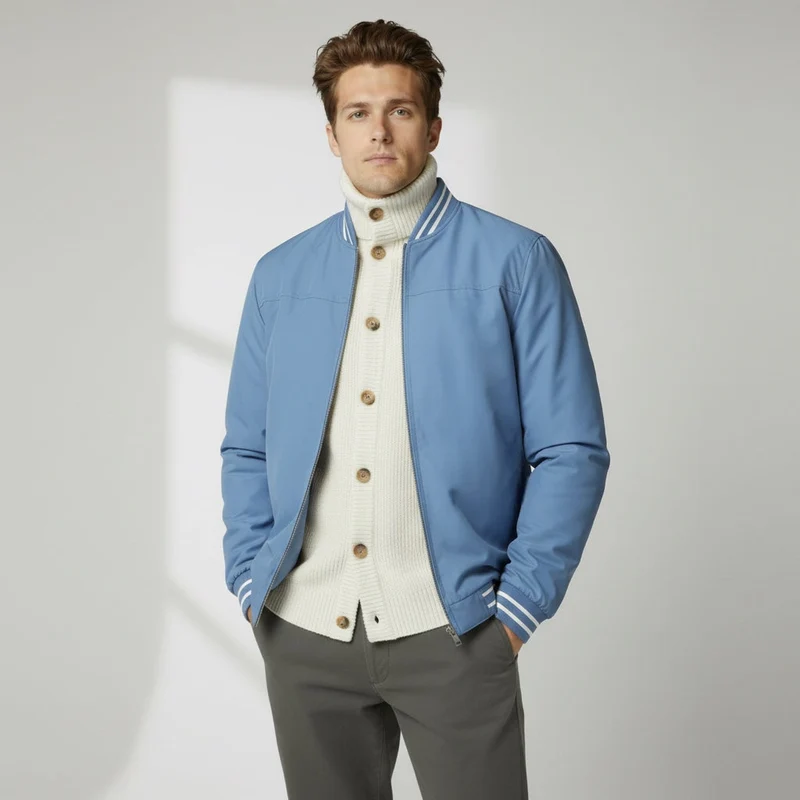 Leichter Blouson für Herren mit Rippbündchen und Kragen im Bomber-Stil