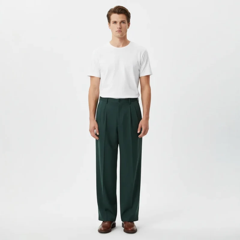 Wide-Leg Hose für Herren mit Bundfalten