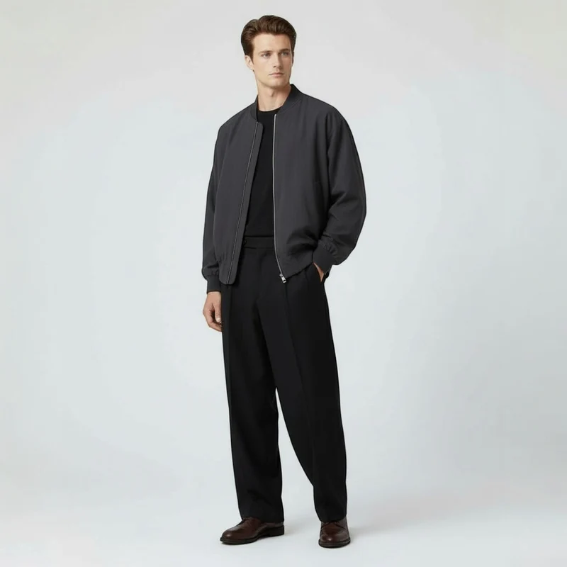 Wide-Leg Hose für Herren mit Bundfalten