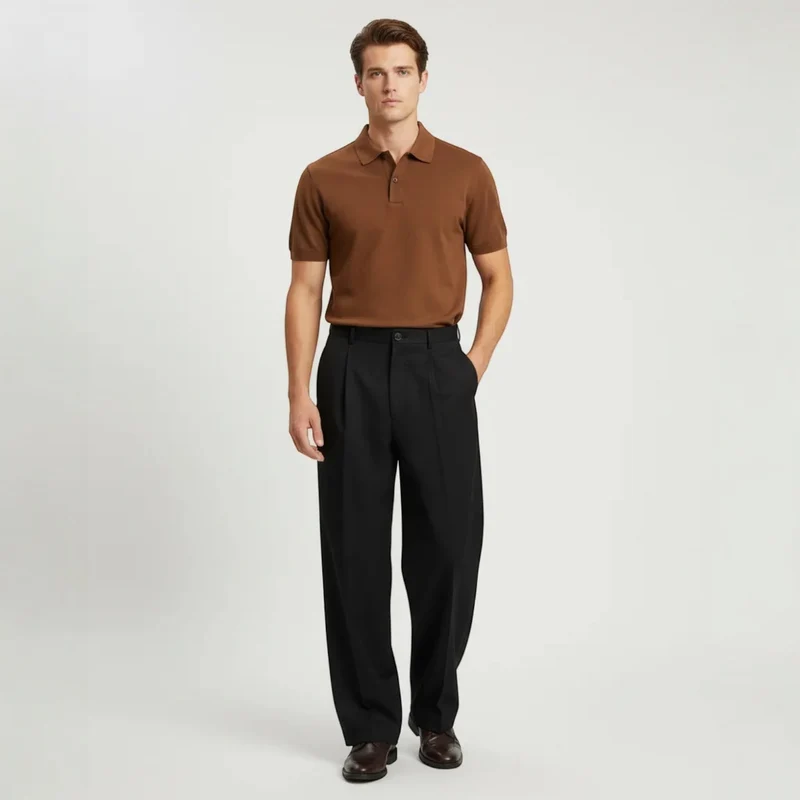 Wide-Leg Hose für Herren mit Bundfalten