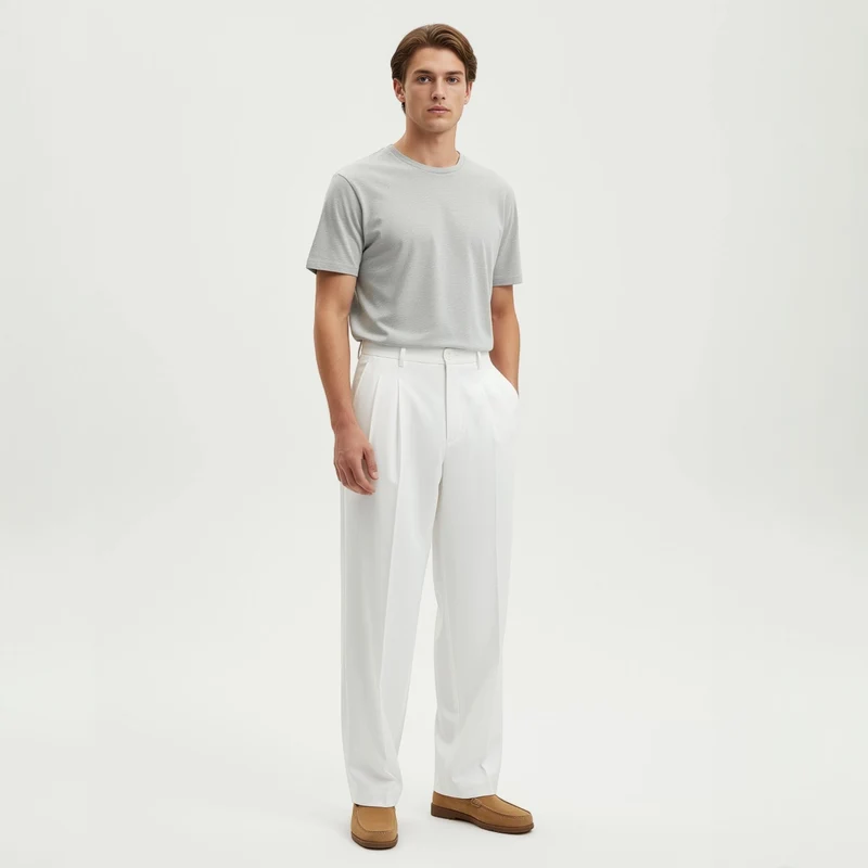 Wide-Leg Hose für Herren mit Bundfalten