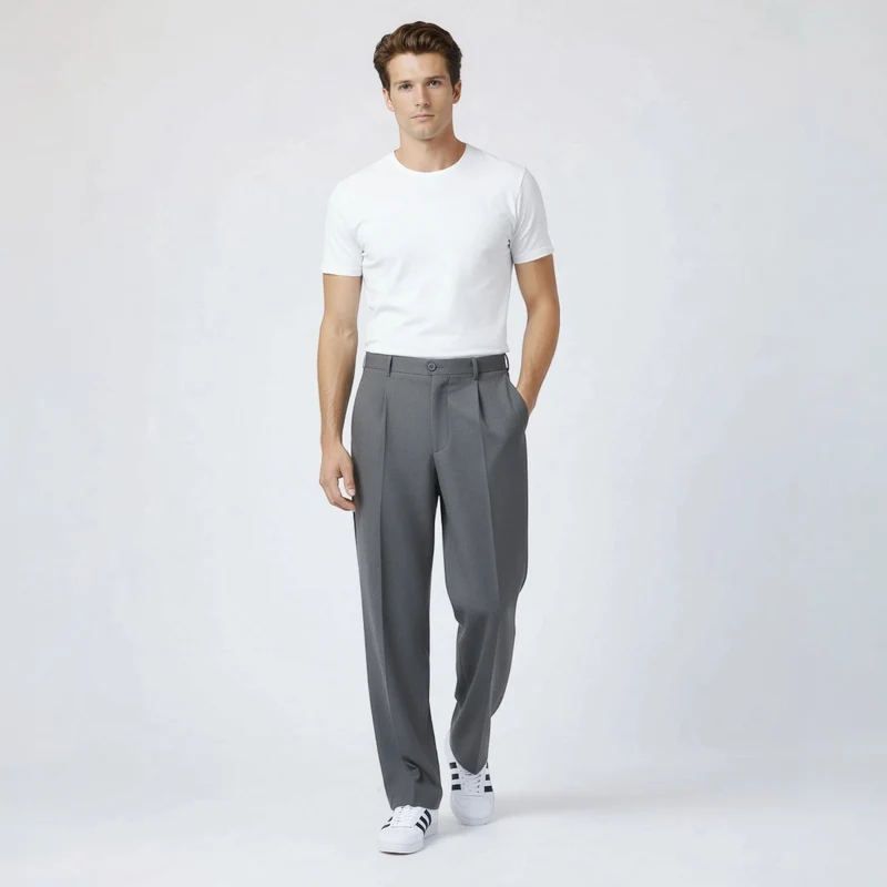 Wide-Leg Hose für Herren mit Bundfalten