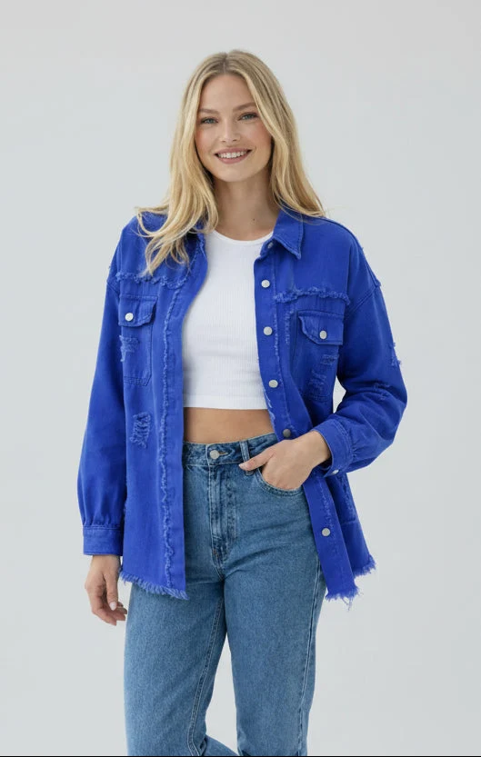 Ripped Shirtjacke für Damen mit lässigem Schnitt