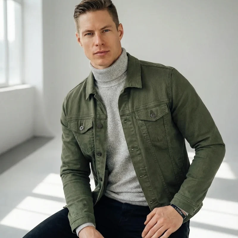 Hemdjacke für Herren mit Brusttaschen im Slim-Fit Schnitt