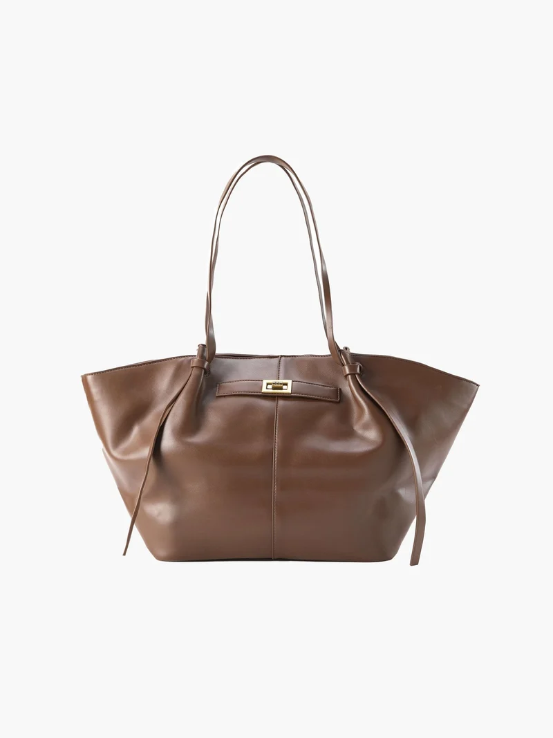 Große Damen Shopper Tasche mit Henkel und goldenem Drehverschluss