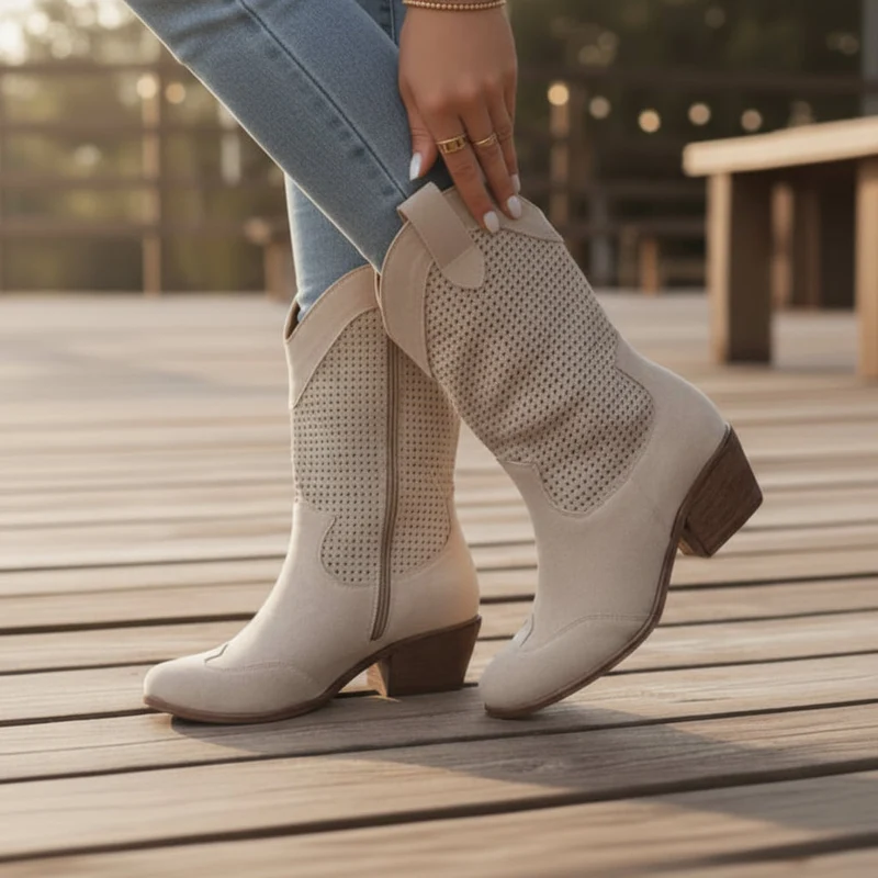 Cowboy-Stiefel mit Reißverschluss für Damen