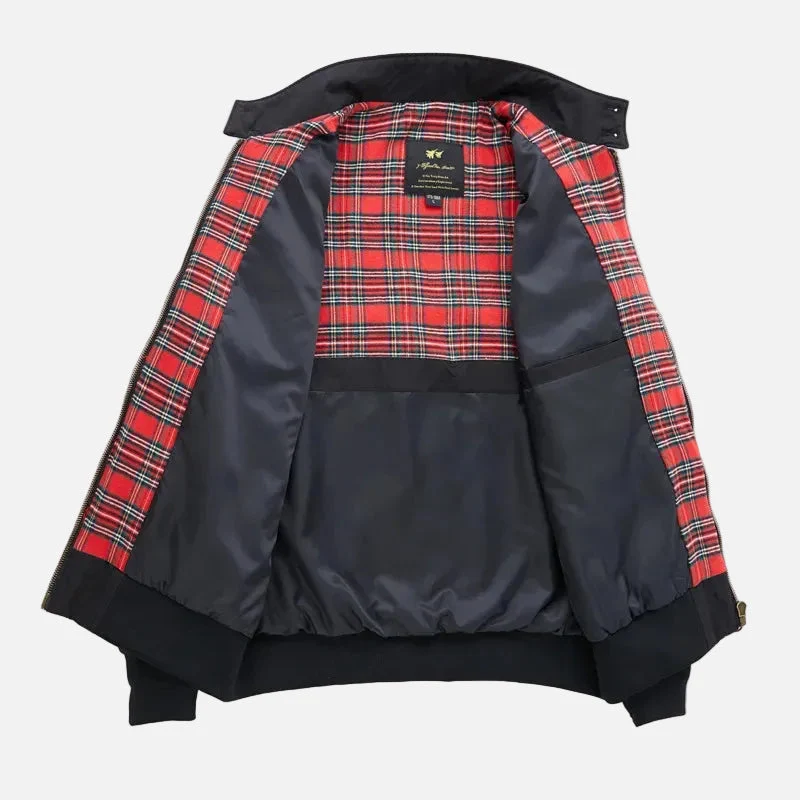 Blouson Jacke für Herren mit Stehkragen und kariertem Innenfutter