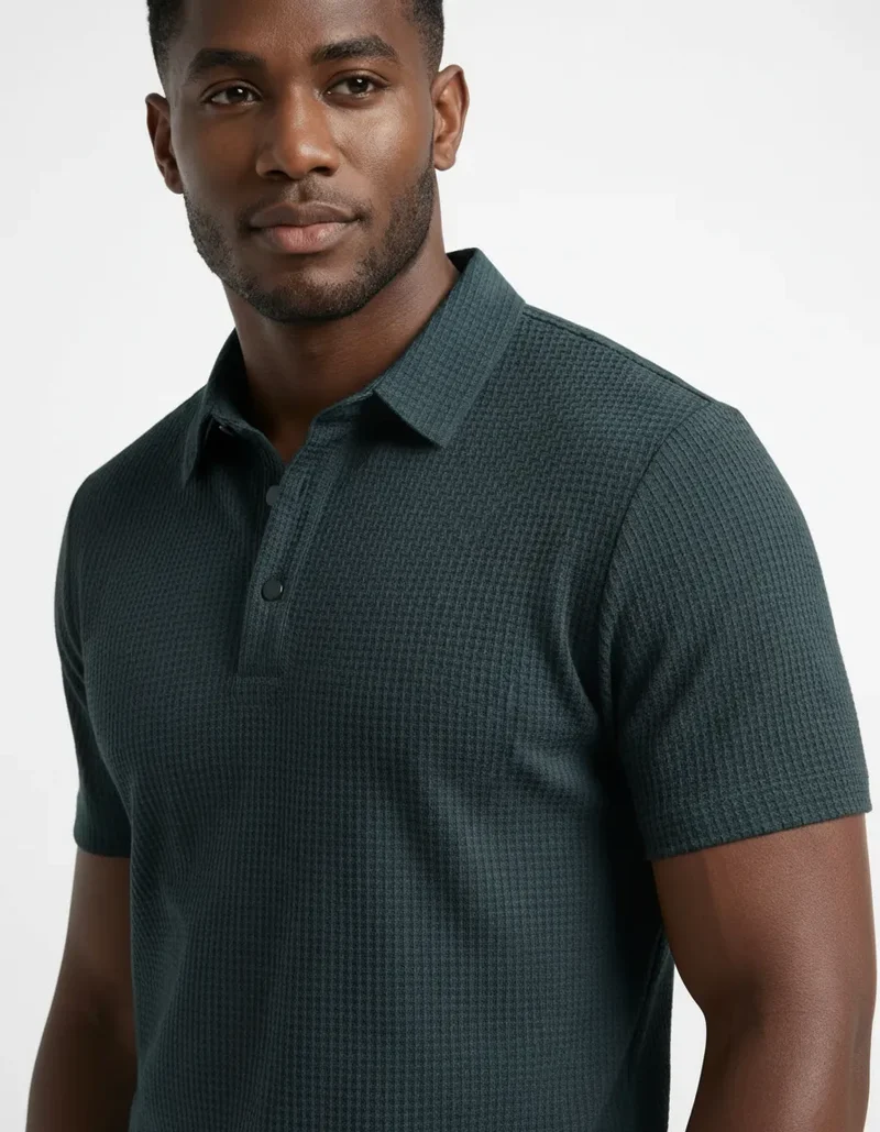 T-Shirt für Herren mit halber Knopfleiste und Polokragen