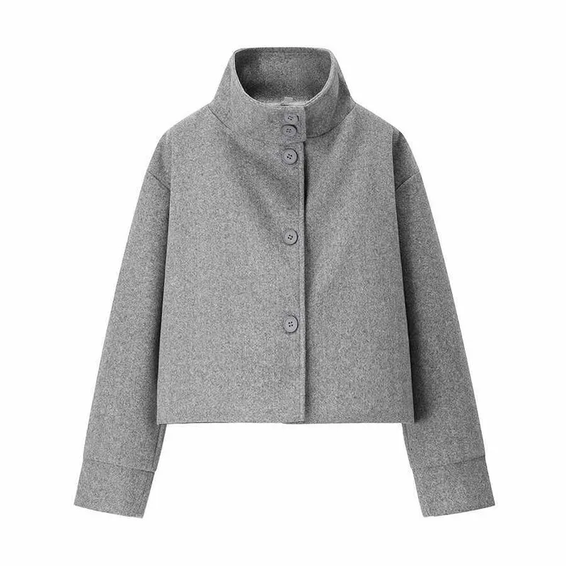 Kurze Damenjacke mit Stehkragen und geradem Schnitt