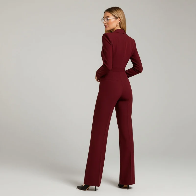 Eleganter Jumpsuit für Damen mit Wickeloptik und langen Ärmeln