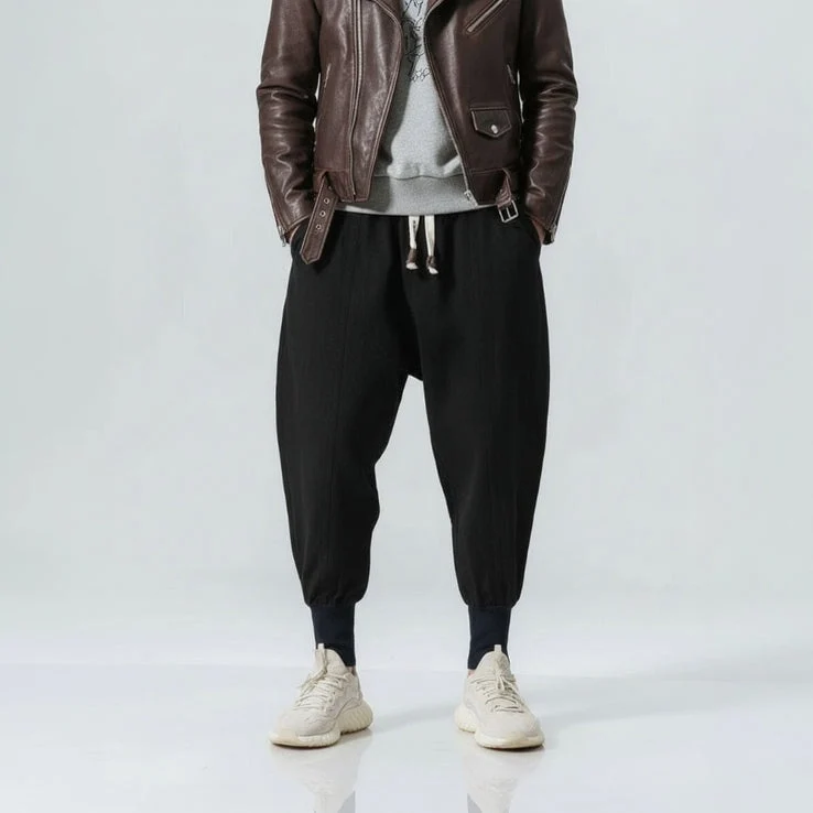 Weite Freizeithose für Herren mit hohen Bündchen und Kordelzug