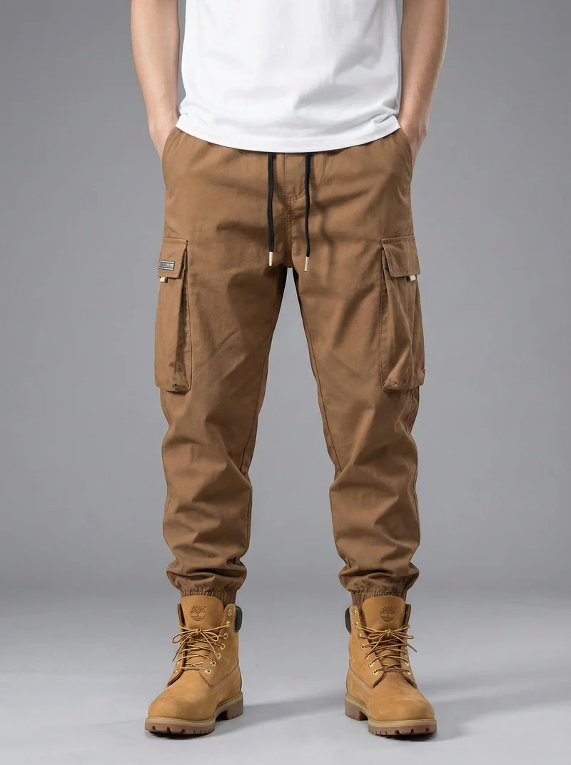 Jogger Tapered Cargo Hose für Herren mit Kordelzug und Bündchen