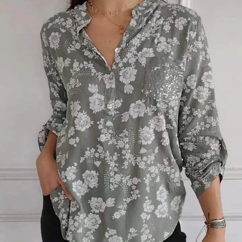 Friedlinde | Langärmelige Blumenbluse