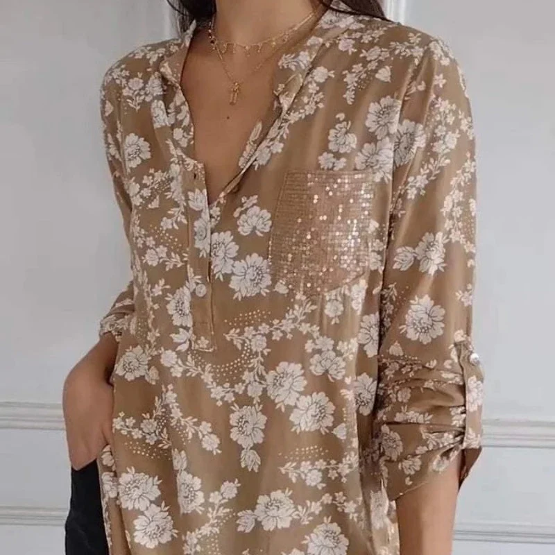 Friedlinde | Langärmelige Blumenbluse