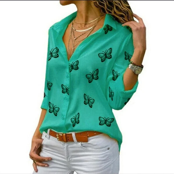 Neleia | Locker sitzende Bluse mit Schmetterlingsprint