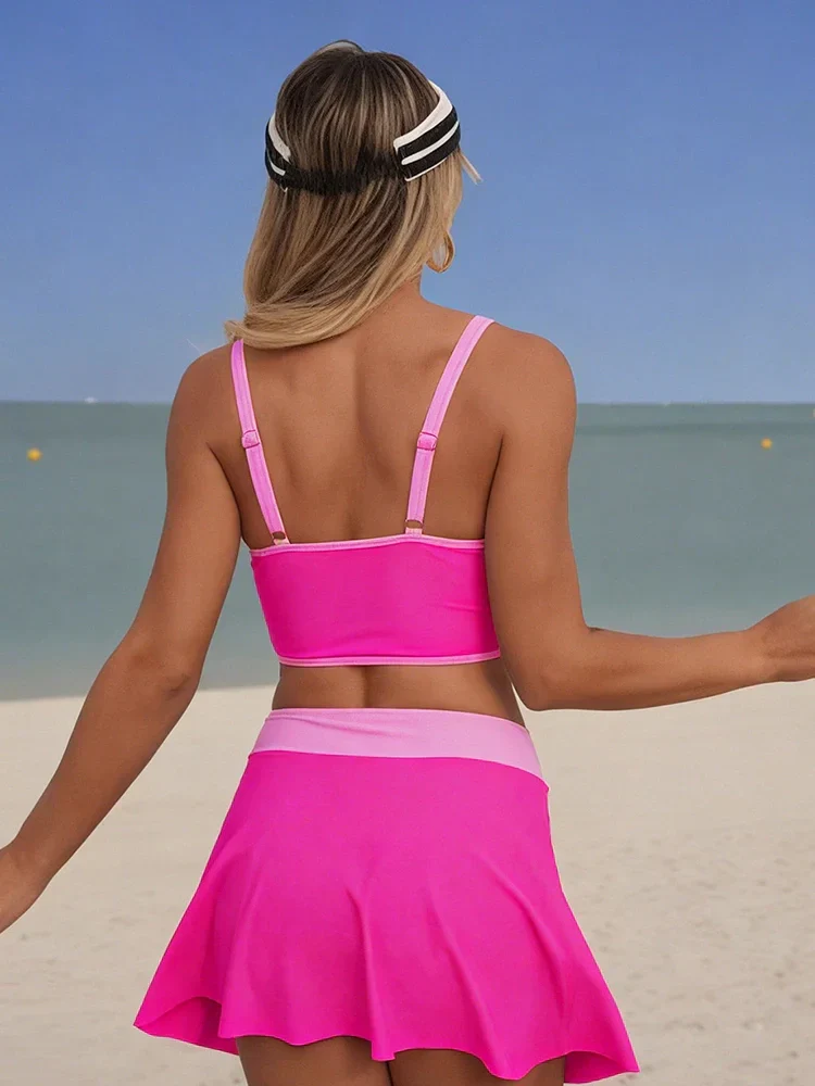 Greta | Zweiteiliger Bikini mit Kontrastkante, Drawstring und Bade-Rock