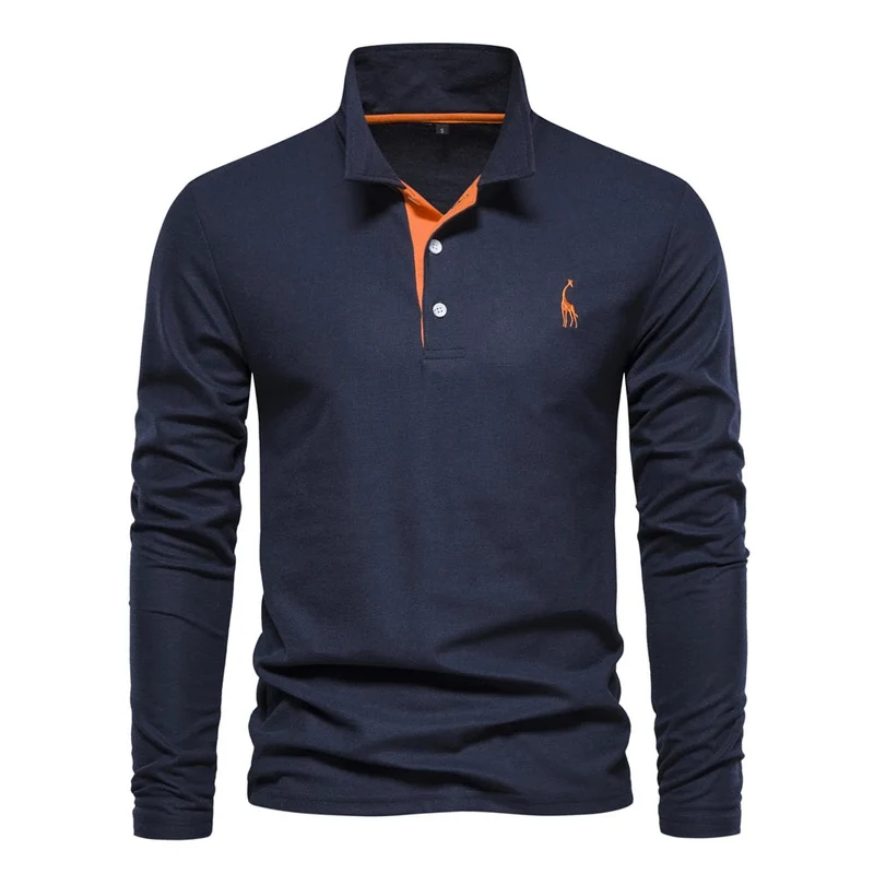 Bequemes Langarm-Poloshirt